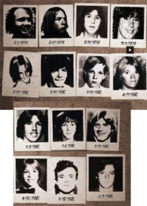 Pictures of the many victims of Bill Bonin as his group of Freeway Killers, which included Vernon Butts, Greg Miley, Jim Munro, Eric Wijnaendts and Bill Pugh. Bonin and company murdered 22 young boys in ten-months. 