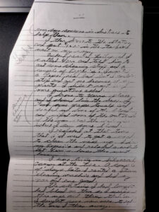 Enlarged photocopy of one of the pages of Bonin's hand written account of his murder of Markus Grabs, a West German tourist who as killed on August 5, 1979. 
